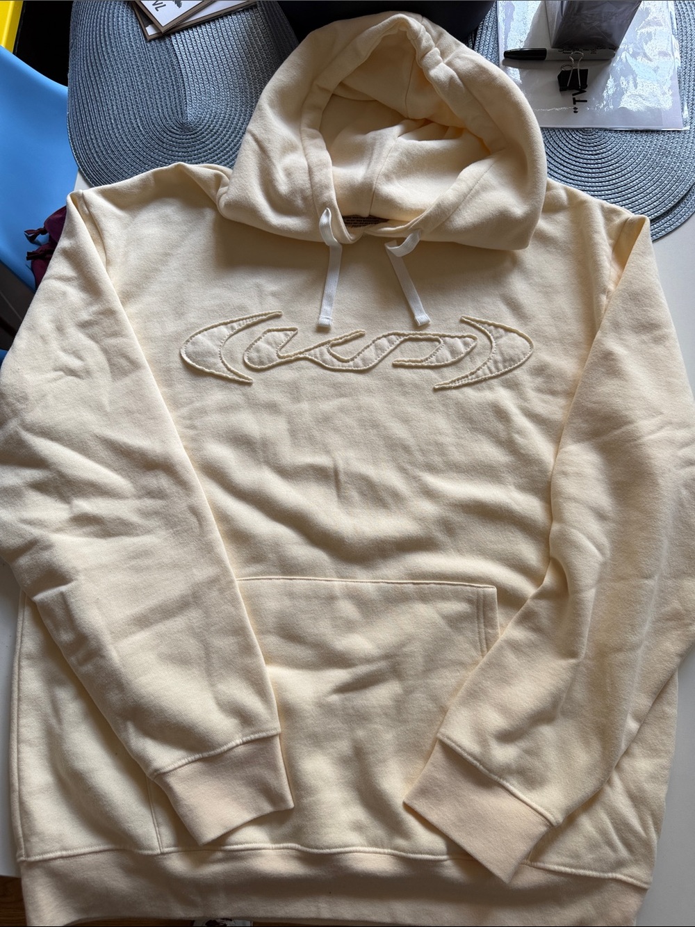 Katy Perry Collections Cream Crewneck Hoodie with Embroidered Logo